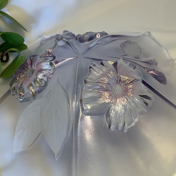 Mikasa Calypso frosted Crystal Walther glass 13” Fruit Bowl with flowers - Picture 8 of 12